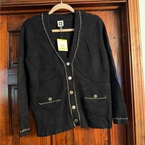 Anne Klein Black Cardigan with Button Accents